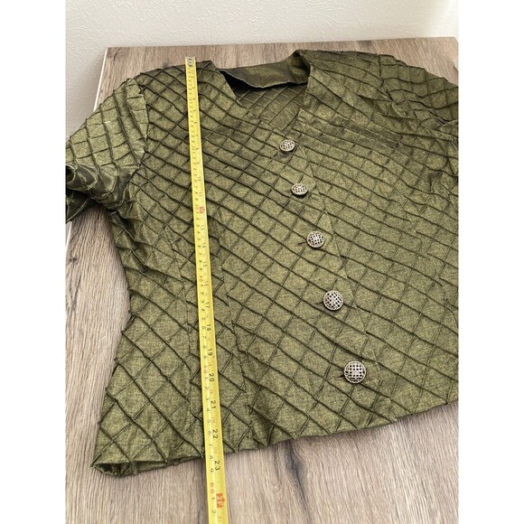 Vtg Handmade Womens 2 Pc Suit Unsized Measures 10 M Skirt & Top Green Retroglam - Picture 9 of 11